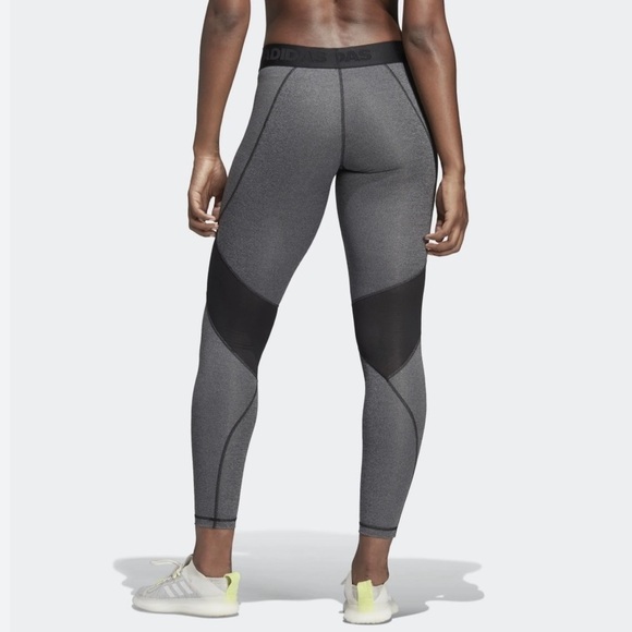 ADIDAS WOMAN’S / ALPHASKIN SPORT TIGHTS/ NWT - DARK GREY HEATHER/BLACK / size M - Picture 1 of 7